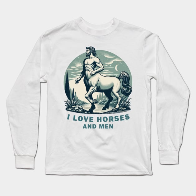 Centaur Ancient greek Mythical beast, funny graphic t-shirt, for women who love horses and men. Long Sleeve T-Shirt by Cat In Orbit ®